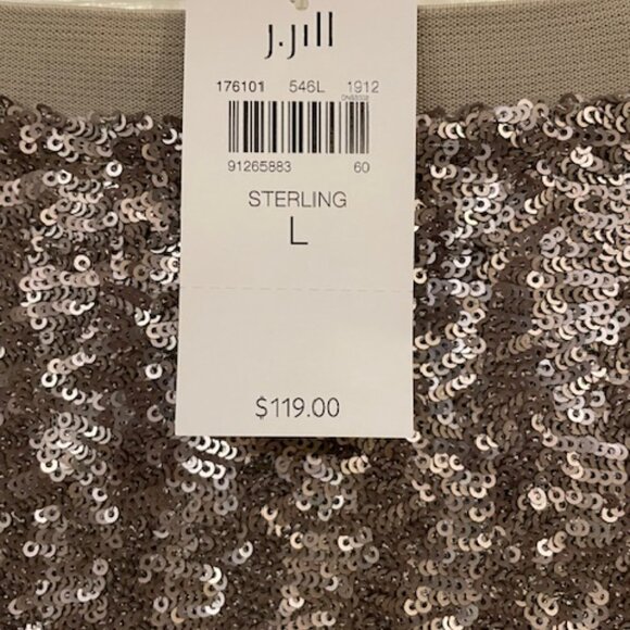 NWT JJill silver sequin skirt; size LARGE - Picture 2 of 3